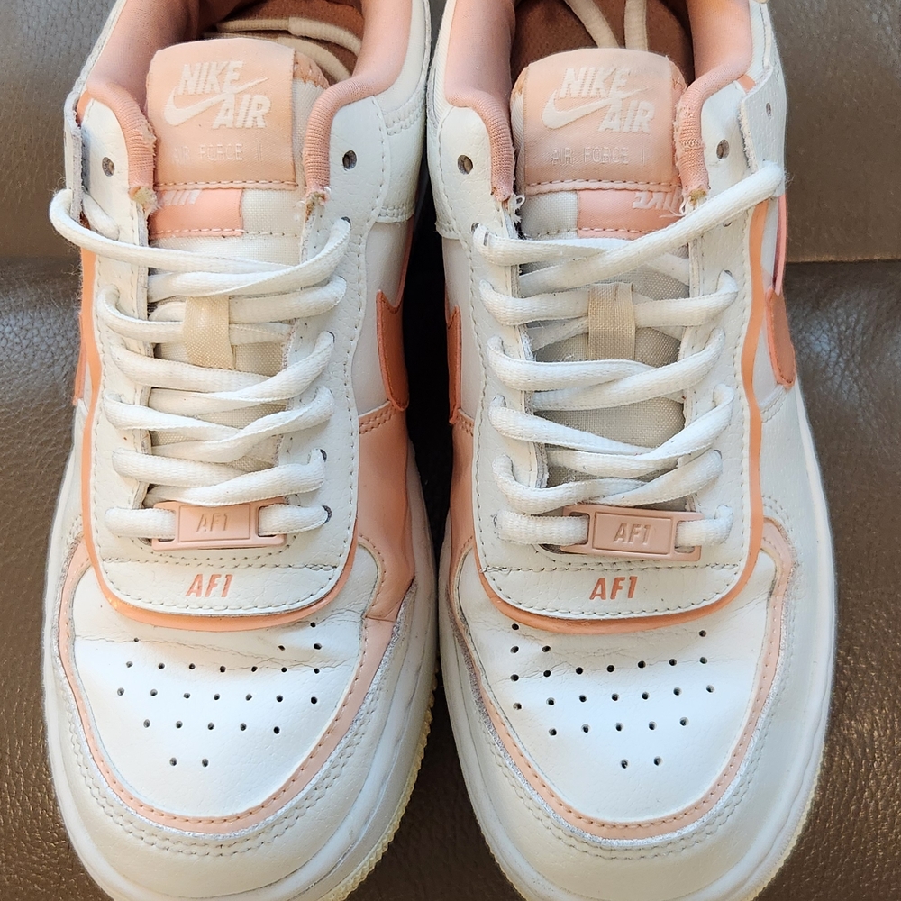 Nike Air Force 1 White and Pink Sneakers